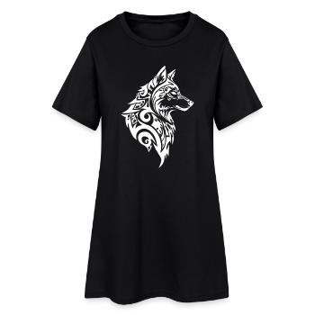Tatouage nordique loup tribal - Robe T-shirt Femme - noir - Devant
