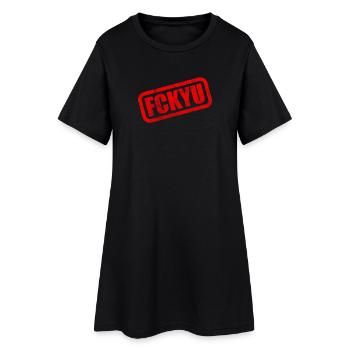 FCKYU Steuer-ID - Frauen T-Shirt-Kleid - Schwarz - Vorne