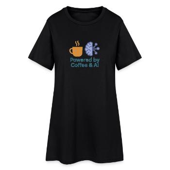 Kaffee KI Kraftdesign - Frauen T-Shirt-Kleid - Schwarz - Vorne