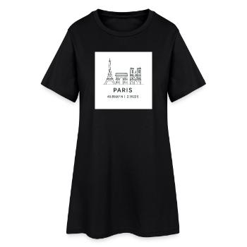 Paris Line Art Silhouette Point de repère - Robe T-shirt Femme - noir - Devant