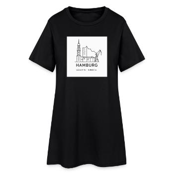 Hambourg Line Art Silhouette Point de repère - Robe T-shirt Femme - noir - Devant