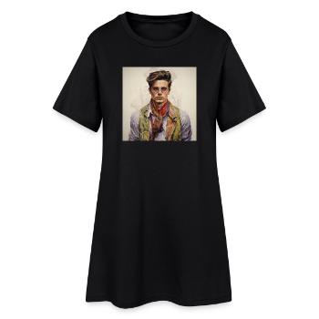Vintage Glam Homme avec foulard en soie - Robe T-shirt Femme - noir - Devant