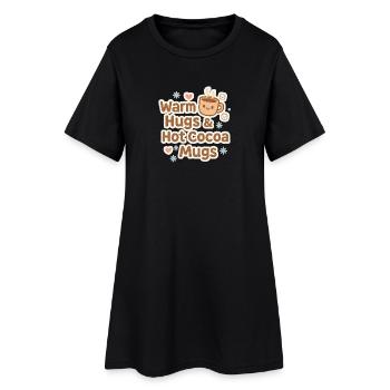 Warm Hugs Cocoa Mug - Women’s T-Shirt Dress - black - Front