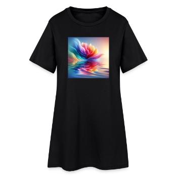 Abstrakte Blumenwellen 1 - Frauen T-Shirt-Kleid - Schwarz - Vorne