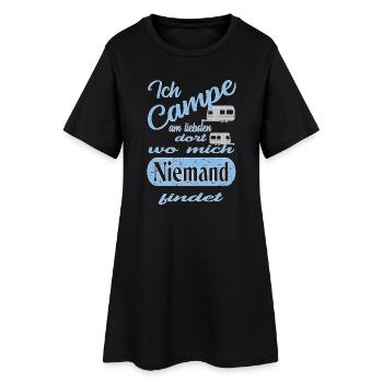 Camping - Frauen T-Shirt-Kleid - Schwarz - Vorne