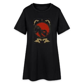 Pieuvre dans la Lune Rouge – Art déco Or - Robe T-shirt Femme - noir - Devant