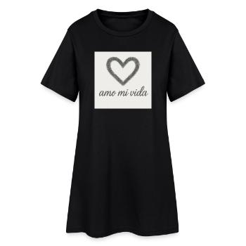 Herz und Lebensfreude - Frauen T-Shirt-Kleid - Schwarz - Vorne