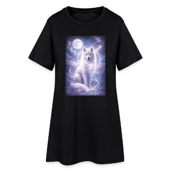 Autocollant Mystique Loup Lune Animal Fantastique Spirituel - Robe T-shirt Femme - noir - Devant