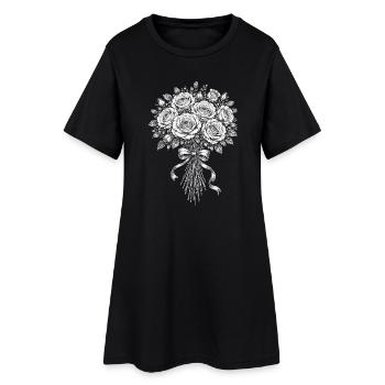 Bouquet de roses - Robe T-shirt Femme - noir - Devant