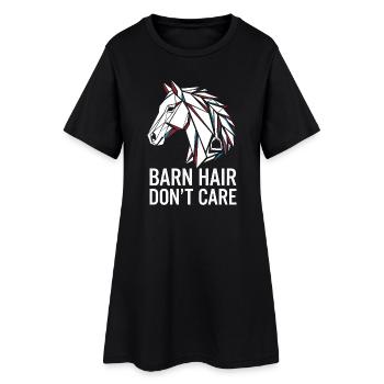 Geometrisches Pferd Barn Hair Don't Care - Frauen T-Shirt-Kleid - Schwarz - Vorne
