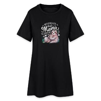 Offizielles Mama Schlafshirt Faultier - Frauen T-Shirt-Kleid - Schwarz - Vorne