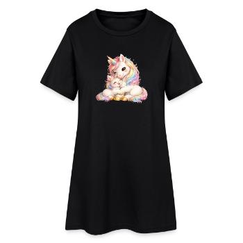 Maman licorne câlinée contre son bébé - Robe T-shirt Femme - noir - Devant
