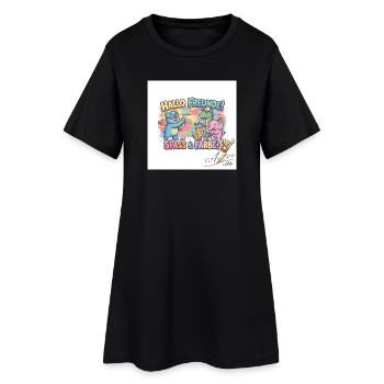 Hallo Freunde Spass und Farbe - Frauen T-Shirt-Kleid - Schwarz - Vorne