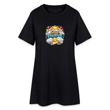Restez positifs Rainbow Kawaii - Robe T-shirt Femme - noir - Devant