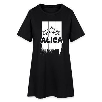Alica als Geschenkidee - Frauen T-Shirt-Kleid - Schwarz - Vorne