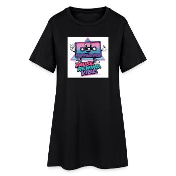 Pause Retour en arrière Cassette Vibe - Robe T-shirt Femme - noir - Devant