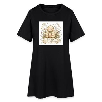 Agneau tendre avec café du matin - Robe T-shirt Femme - noir - Devant