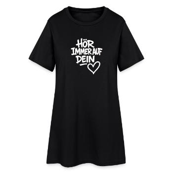 Hör immer auf dein Herz - Frauen T-Shirt-Kleid - Schwarz - Vorne