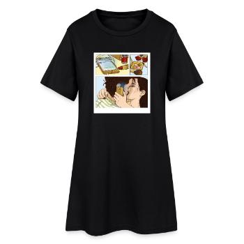 Comic - Frauen T-Shirt-Kleid - Schwarz - Vorne