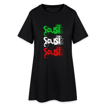 Scusi - italienische Flagge - Frauen T-Shirt-Kleid - Schwarz - Vorne