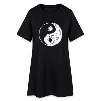 YIN und YANG ausgefranste cooles Aussehen - Frauen T-Shirt-Kleid - Schwarz - Vorne