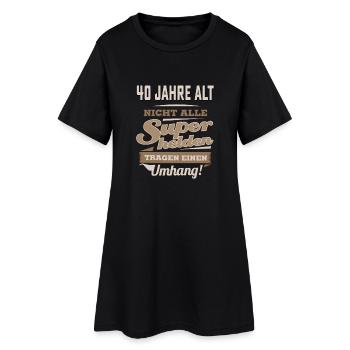 Superhelden in Sepia - 40 Jahre alt - RAHMENLOS - Frauen T-Shirt-Kleid - Schwarz - Vorne