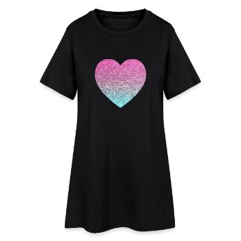 coeur paillettes - Robe T-shirt Femme - noir - Devant