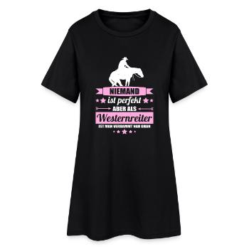 Westernreiter - Frauen T-Shirt-Kleid - Schwarz - Vorne