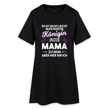 Königin und Mama - Frauen T-Shirt-Kleid - Schwarz - Vorne
