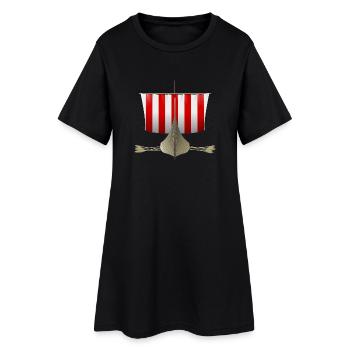 vikings wickinger warrior vikingboat boot47 - Frauen T-Shirt-Kleid - Schwarz - Vorne