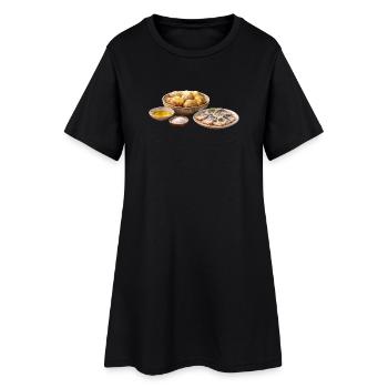 Pommes de terre au four avec olija et selödka - Robe T-shirt Femme - noir - Devant