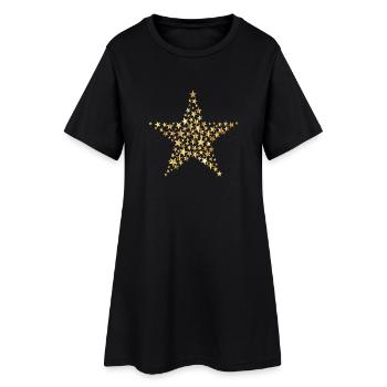 golden star filled with small stars - Women’s T-Shirt Dress - black - Front