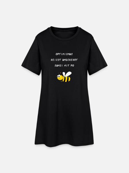 Sumsi mit Po Gelbe Biene weisse Schrift - Frauen T-Shirt-Kleid - Schwarz