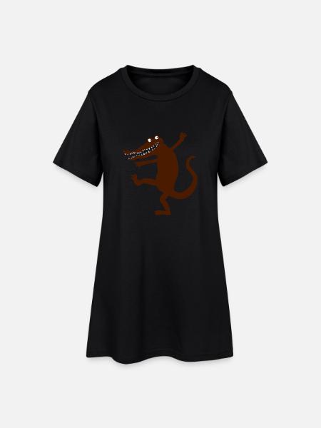 Krokodil - Frauen T-Shirt-Kleid - Schwarz