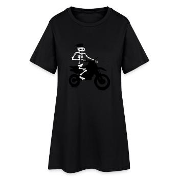 Skeleton with cylinder engine driving cross Bik - Women’s T-Shirt Dress - black - Front