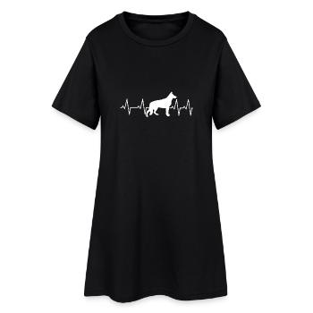 Schäferhund Tshirt Heartbeat Geschenk Hundeliebe - Frauen T-Shirt-Kleid - Schwarz - Vorne