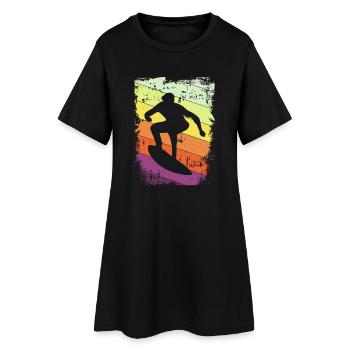 Surfer Surfen - Frauen T-Shirt-Kleid - Schwarz - Vorne