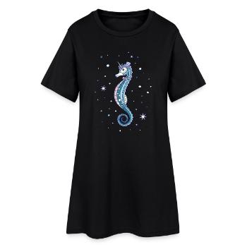 Motif mignon hippocampe - Robe T-shirt Femme - noir - Devant