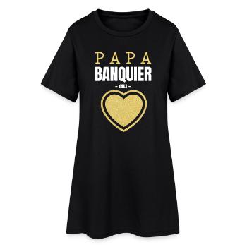 Papa Banquier au Cœur d'Or - Robe T-shirt Femme - noir - Devant