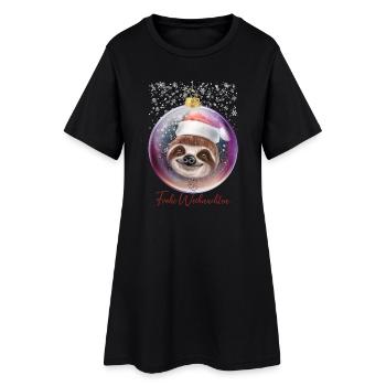 Frohe Weihnachten Weihnachtsoutfit Faultier - Frauen T-Shirt-Kleid - Schwarz - Vorne