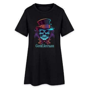 Gentleman Skull Top Hat Graphic - Women’s T-Shirt Dress - black - Front