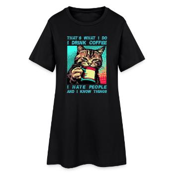 Coffee with a cat - Women’s T-Shirt Dress - black - Front