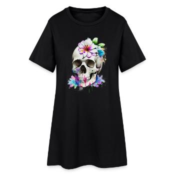 Crâne avec lys - Robe T-shirt Femme - noir - Devant