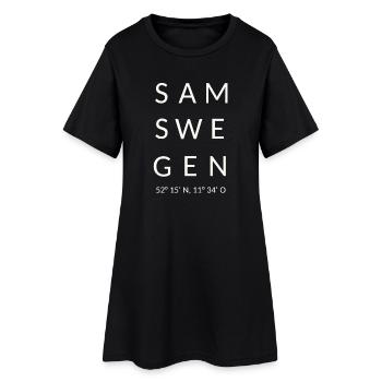 Samswegen weiß - Frauen T-Shirt-Kleid - Schwarz - Vorne