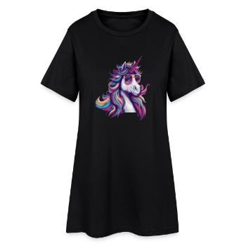 cooles Einhorn mit Sonnenbrille Regenbogenfarben - Frauen T-Shirt-Kleid - Schwarz - Vorne