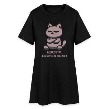 chat boudeur, j'ai envie de bouder aujourd'hui - Robe T-shirt Femme - noir - Devant