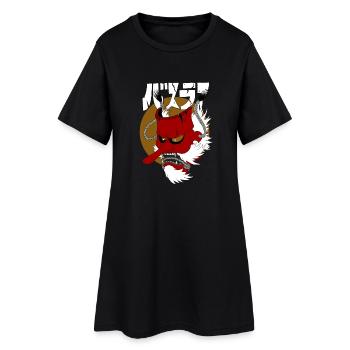 Japanische Dämonenmaske - Frauen T-Shirt-Kleid - Schwarz - Vorne