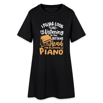 Klavierspieler Pianist - Frauen T-Shirt-Kleid - Schwarz - Vorne
