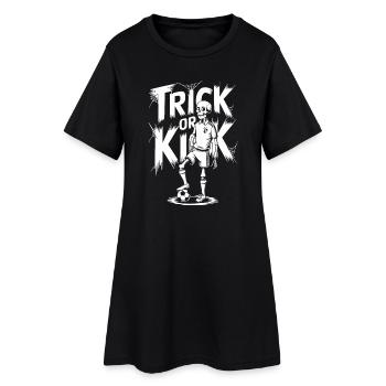 Trick or Kick Halloween Fußballkunst - Frauen T-Shirt-Kleid - Schwarz - Vorne