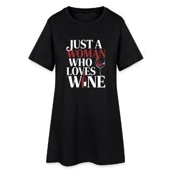 Weinliebende Frau Zitat Glas - Frauen T-Shirt-Kleid - Schwarz - Vorne